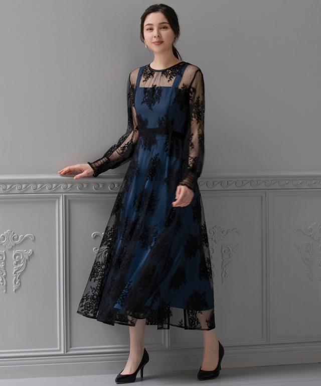 ドレスプラス（DRESS+）/ワンピース ドレス アウター セット Aライン 重ね着 レース
