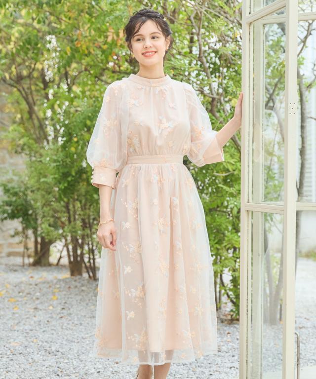 ドレスプラス（DRESS+）/チュールドレス ワンピース Aライン フレア 袖