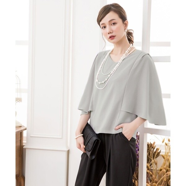 ドレスプラス（DRESS+）/ケープ風デザインセットアップドレス_6