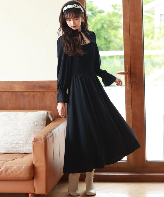 【美品 日本製社交ダンス衣装】ワンピース ドレス PAPILLON パピヨン SAISON DE PAPILLON 配色リブ編みニットミディ丈ワンピース ワンピース