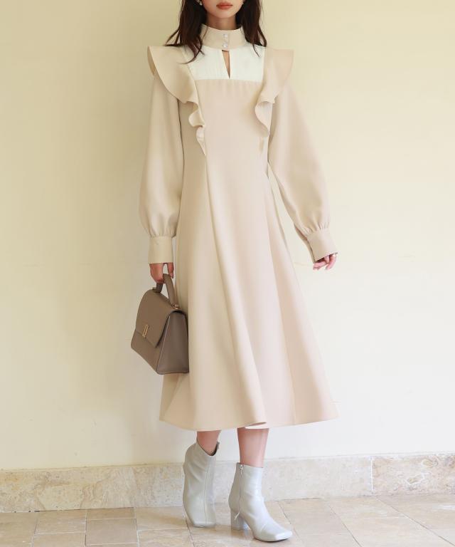 セゾン ド パピヨン（SAISON DE PAPILLON）/ビッグフリルAラインワンピース