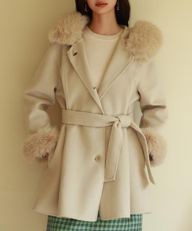 セゾン ド パピヨン（SAISON DE PAPILLON）/ベルト付きダブルフェイス