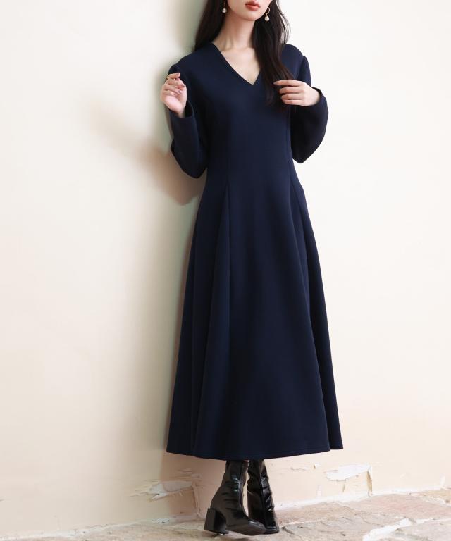 【美品 日本製社交ダンス衣装】ワンピース ドレス PAPILLON パピヨン SAISON DE PAPILLON 配色リブ編みニットミディ丈ワンピース ワンピース