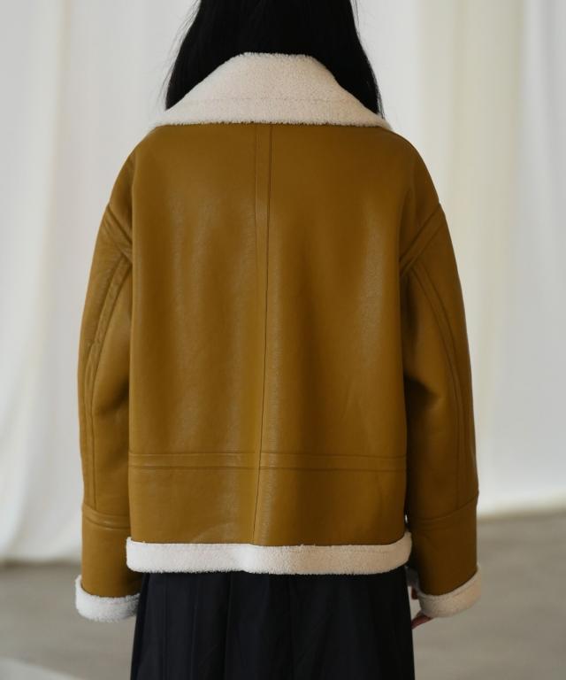 セゾン ド パピヨン（SAISON DE PAPILLON）/ フェイクレザーエコムートンブルゾン セゾン ド パピヨン（SAISON DE PAPILLON）/ フェイクレザーエコ