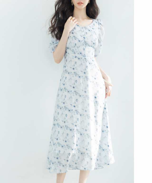 セゾン ド パピヨン（SAISON DE PAPILLON）/花柄ギャザースリーブミモレ丈ワンピースの通販は