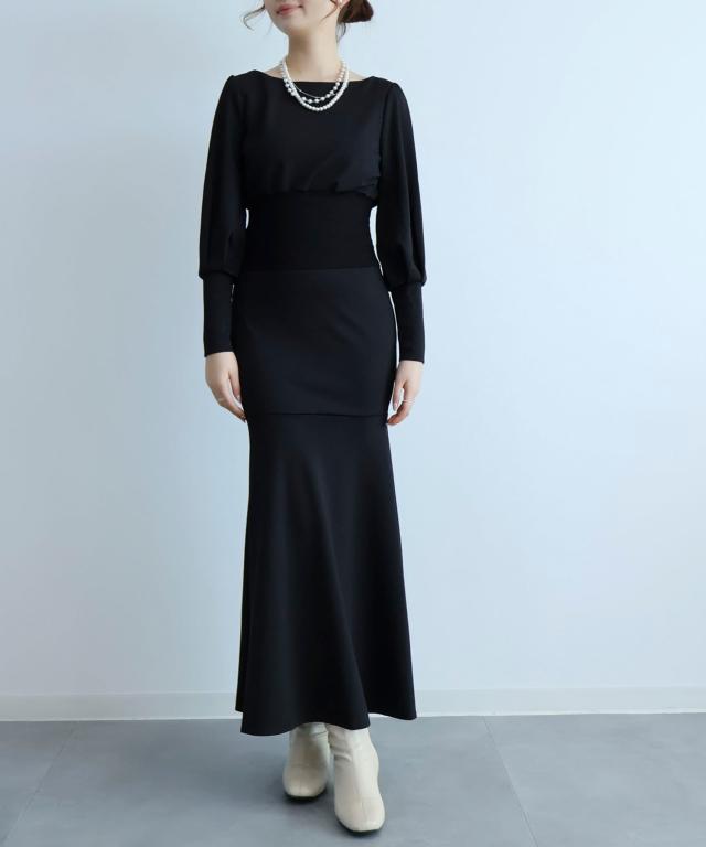 セゾン ド パピヨン（SAISON DE PAPILLON）/ウエストリブ切り替えマーメイドワンピース