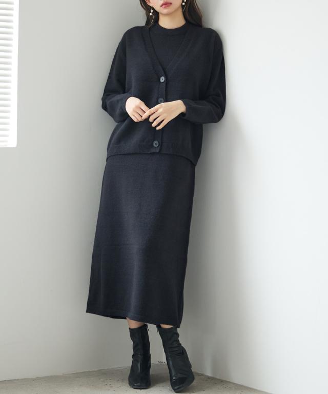 セゾン ド パピヨン（SAISON DE PAPILLON）/ワンピーとカーディのニットセットアップ/アンサンブル