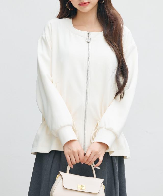 セゾン ド パピヨン（SAISON DE PAPILLON）/ノーカラージップ見せカットソーブルゾン