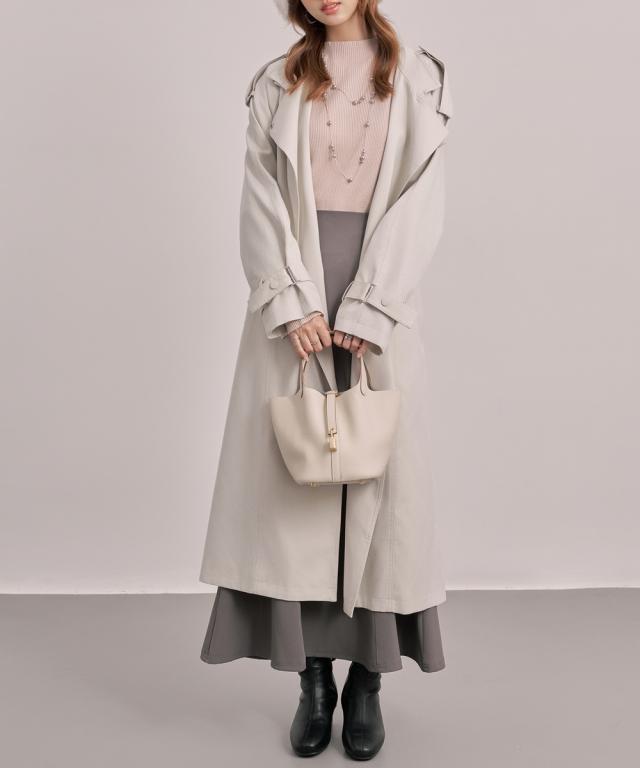 セゾン ド パピヨン（SAISON DE PAPILLON）/テンセル混オーバーサイズトレンチコート