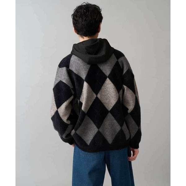 アー・ヴェ・ヴェ（a．v．v）/【洗濯で洗える】シャギーアーガイルワイドシルエットカーディガン