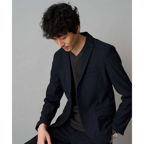 アー・ヴェ・ヴェ（a．v．v）/【イージーケア】デニムライクストレッチ裏起毛テーラードジャケット【洗濯機で洗える】〈ON/OFF S