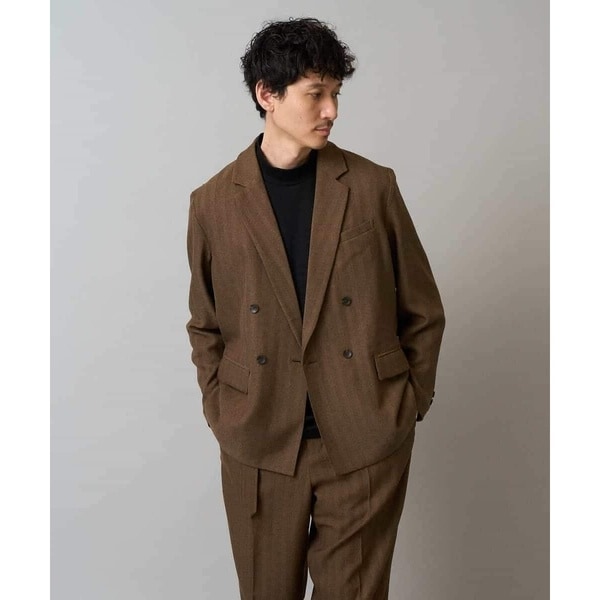 アー・ヴェ・ヴェ（a．v．v）/【イージーケア/毛玉になりにくい】LANATECヘリンボーンダブルブレストジャケット【ストレッチ/洗