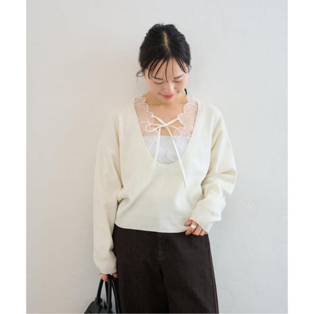 【NEW】ユー バイ スピック＆スパン（U by SPICK&SPAN）/フラワーモチーフVニット