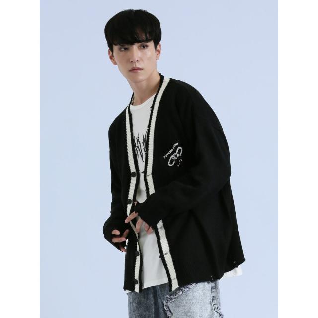 セマンティックデザイン（semantic design）/セマンティックデザイン×PSYCHONATION アイコンワッペン ニットカーディガン