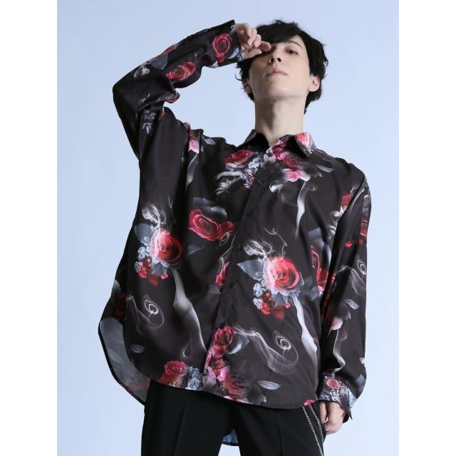 セマンティックデザイン（semantic design）/セマンティックデザイン 転写ローズプリント 長袖シャツ