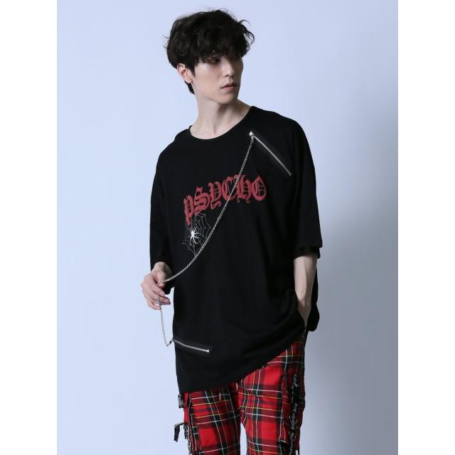 セマンティックデザイン（semantic design）/セマンティックデザイン×PSYCHONATION チェーン付き スパイダー クルー半袖Tシャツ