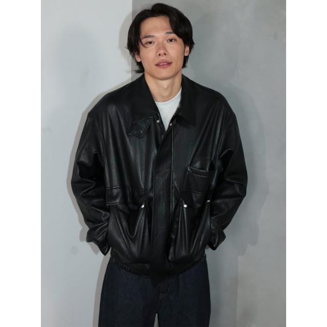 ドロー（DRAW）/【ユニセックス】ドロー ビッグシルエット フェイクレザーブルゾン