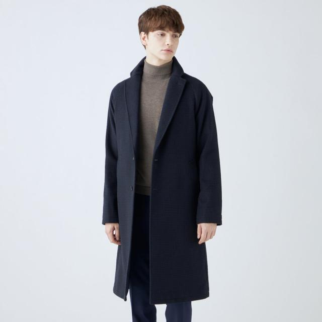 スーツセレクト　ウールチェスターコート　ネイビー　ほぼ新品 WEB限定/OUTLET】【SL】ウールブレンドダブルチェスター