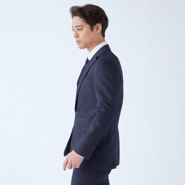 スーツセレクト（SUIT SELECT）/【2釦シングルスーツ】ノータック ネイビーストライプ ウォッシャブル スーツセレクト（SUIT SELECT）/【洗える2釦スーツ】ノータック