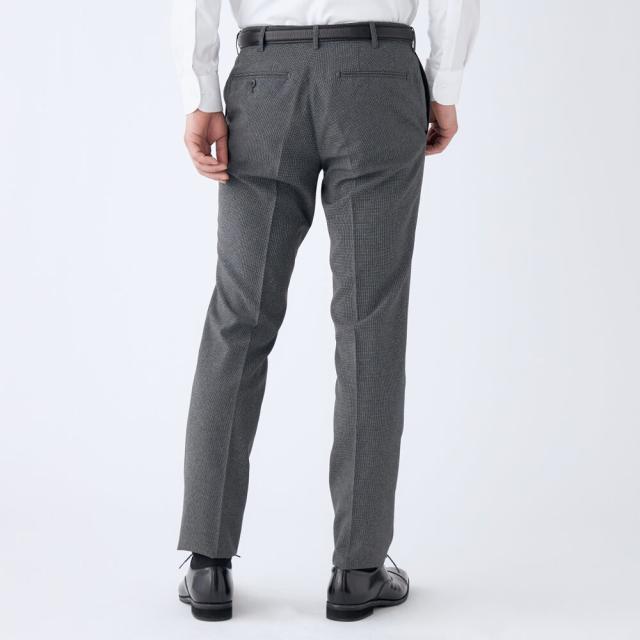 スーツセレクト（SUIT SELECT）/【洗えるテーパードパンツ】ノータック グレー 千鳥格子 ストレッチ 撥水加工 スーツセレクト（SUIT SELECT）/【洗えるテーパードパンツ】ノータック