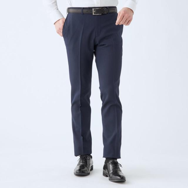 スーツセレクト（SUIT SELECT）/【洗えるテーパードパンツ】ノータック ネイビー シャドーストライプ ストレッチ 撥水加工