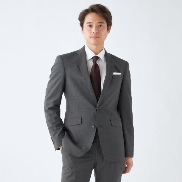 スーツセレクト（SUIT SELECT）/【2釦シングルスーツ】ノータック ダークグレー 千鳥格子 ウォッシャブル