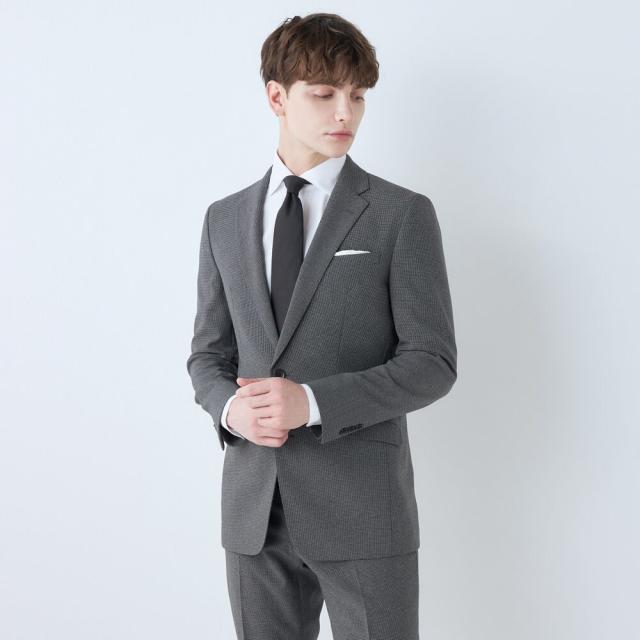 スーツセレクト（SUIT SELECT）/【2釦シングルスーツ】ノータック チャコールグレー 千鳥格子 ※パンツ裾上げ済仕様