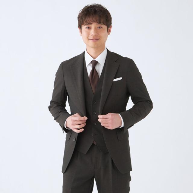スーツセレクト（SUIT SELECT）/【春夏】2釦シングルスリーピーススーツ 1タック チェック ウインドーペン ※パンツ裾上げ済仕様