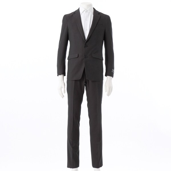 スーツセレクト（SUIT SELECT）/【2釦シングルスーツ】ノータック チャコールグレー ストライプ ウォッシャブル