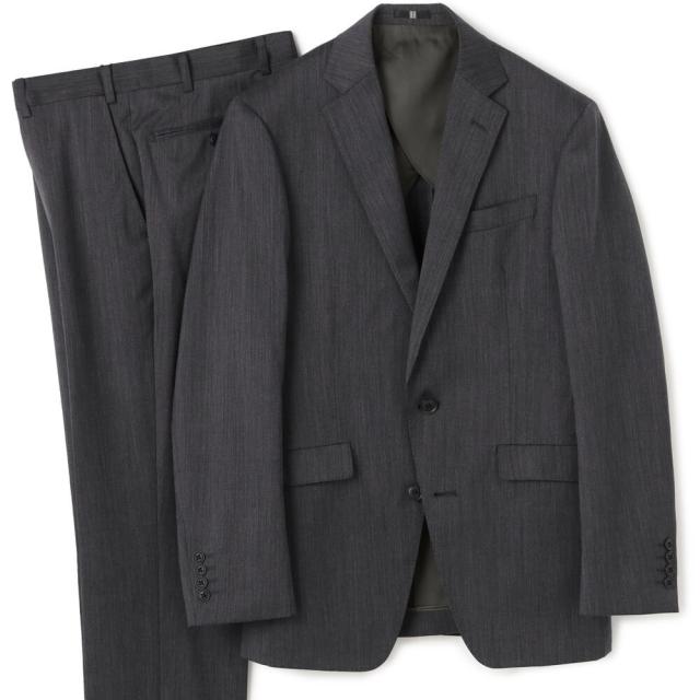 スーツセレクト（SUIT SELECT）/【オールシーズン】2釦ノータックスーツ グレー無地 ウエストムーブ ストレッチ スーツセレクト（SUIT SELECT）/【オールシーズン】2釦ノータック
