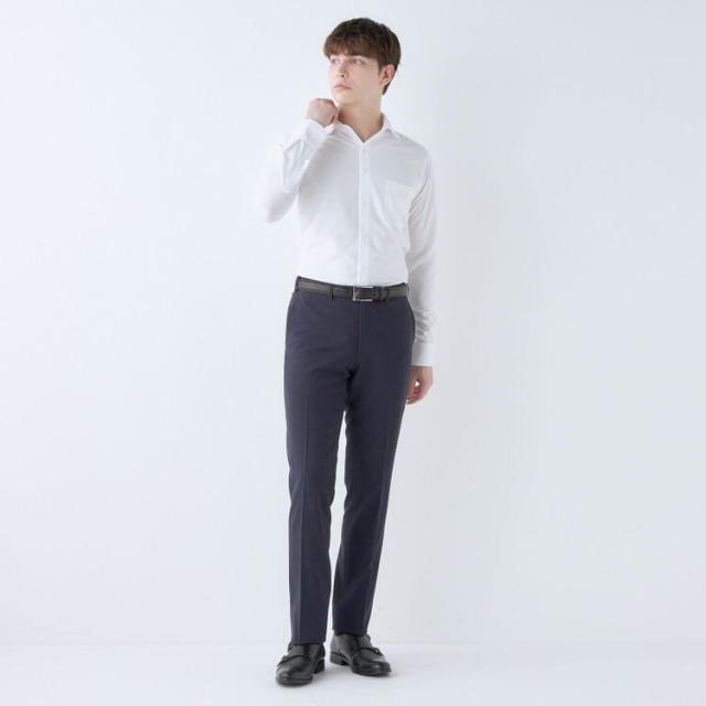 スーツセレクト（SUIT SELECT）/【ノータックテーパードパンツ】ネイビー千鳥格子 チェック スラックス ストレッチ ノーアイロン_2