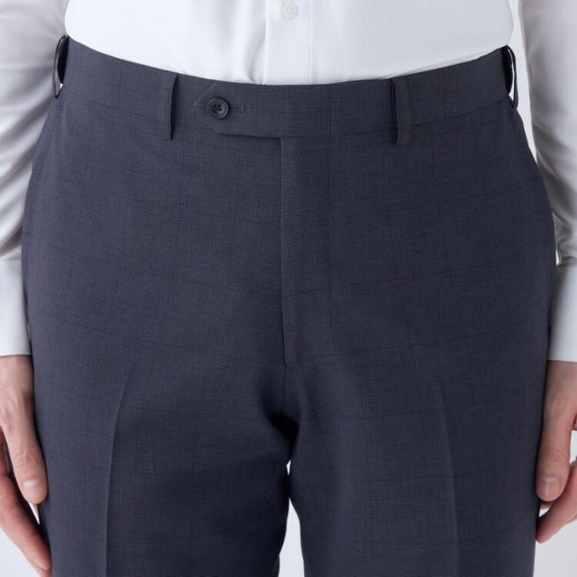 スーツセレクト（SUIT SELECT）/【ノータックテーパードパンツ】ネイビー千鳥格子 チェック スラックス ストレッチ ノーアイロン_4
