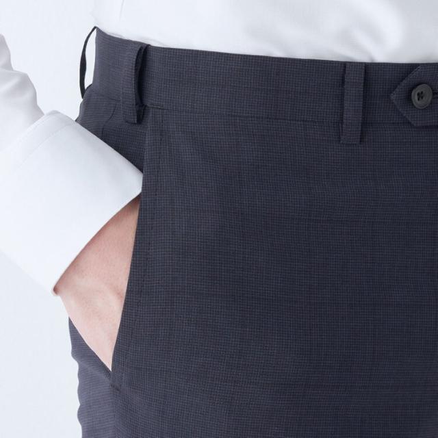 スーツセレクト（SUIT SELECT）/【ノータックテーパードパンツ】ネイビー千鳥格子 チェック スラックス ストレッチ ノーアイロン_6