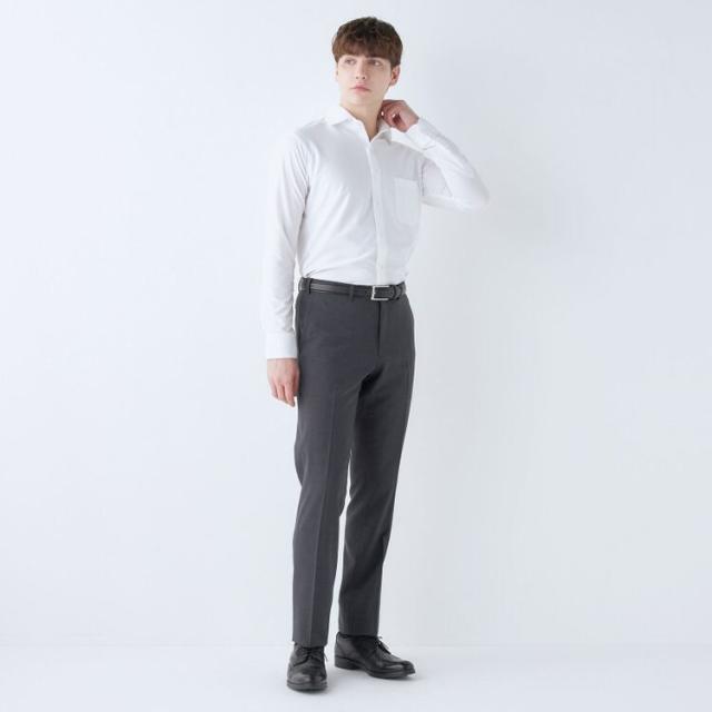 スーツセレクト（SUIT SELECT）/【ノータックテーパードパンツ】グレー 千鳥格子 チェック スラックス ストレッチ ノーアイロン_2