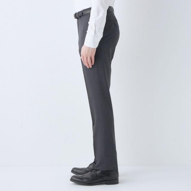 スーツセレクト（SUIT SELECT）/【ノータックテーパードパンツ】グレー 千鳥格子 チェック スラックス ストレッチ ノーアイロン_3
