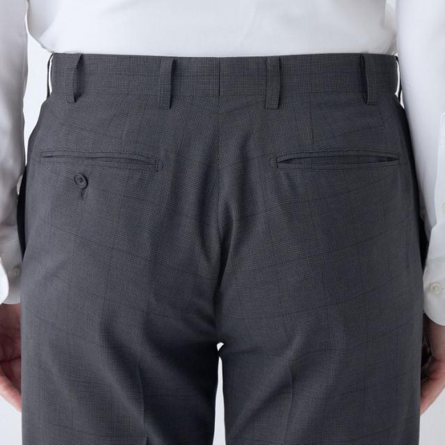 スーツセレクト（SUIT SELECT）/【ノータックテーパードパンツ】グレー 千鳥格子 チェック スラックス ストレッチ ノーアイロン_6