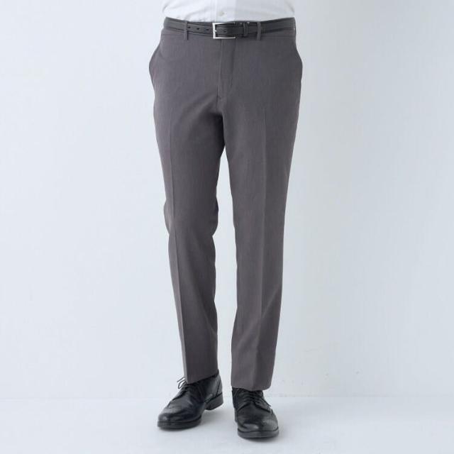 スーツセレクト（SUIT SELECT）/【洗えるテーパードパンツ】ノータック スラックス グレー無地 ※裾上げ済仕様