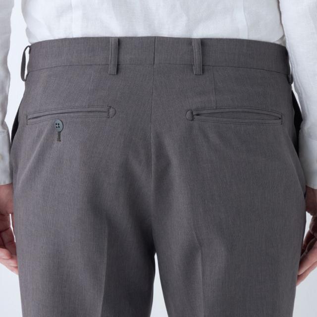 スーツセレクト（SUIT SELECT）/【洗えるテーパードパンツ】ノータック スラックス グレー無地 ※裾上げ済仕様_9