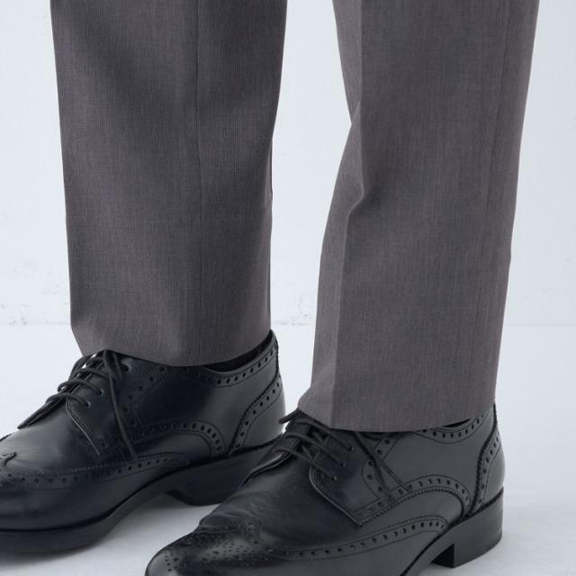 スーツセレクト（SUIT SELECT）/【洗えるテーパードパンツ】ノータック スラックス グレー無地 ※裾上げ済仕様_11
