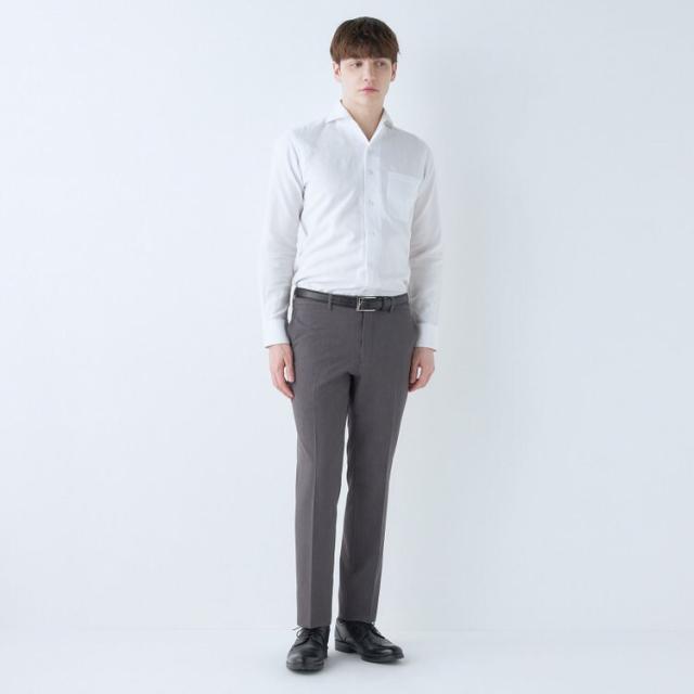 スーツセレクト（SUIT SELECT）/【洗えるテーパードパンツ】ノータック スラックス グレー無地 ※裾上げ済仕様_2