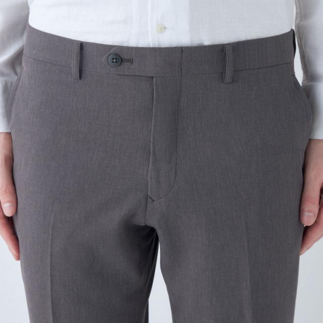 スーツセレクト（SUIT SELECT）/【洗えるテーパードパンツ】ノータック スラックス グレー無地 ※裾上げ済仕様_8
