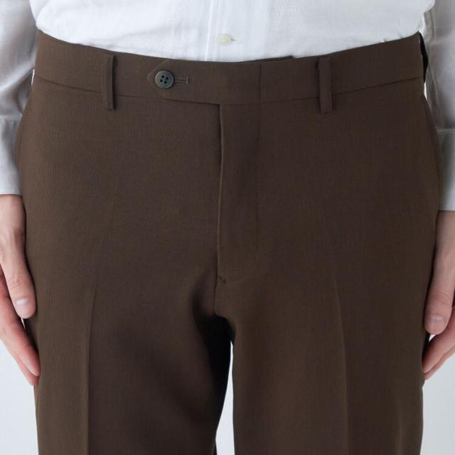 スーツセレクト（SUIT SELECT）/【洗えるテーパードパンツ】ノータック スラックス ブラウン無地 ※裾上げ済仕様_5
