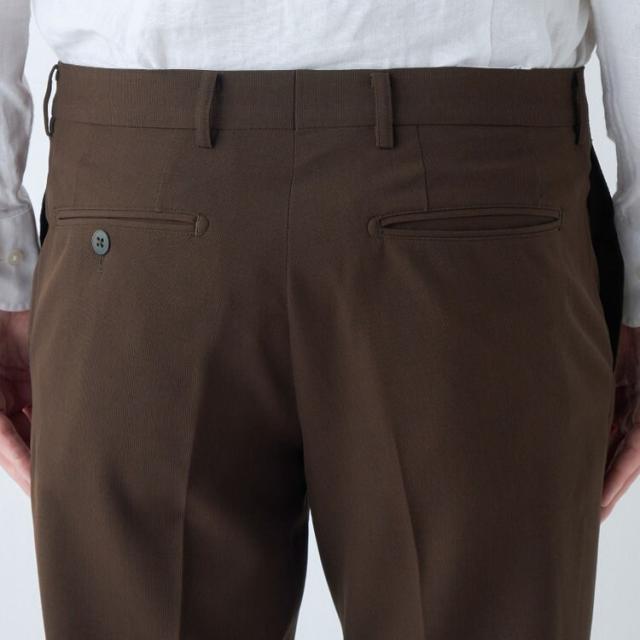 スーツセレクト（SUIT SELECT）/【洗えるテーパードパンツ】ノータック スラックス ブラウン無地 ※裾上げ済仕様_6