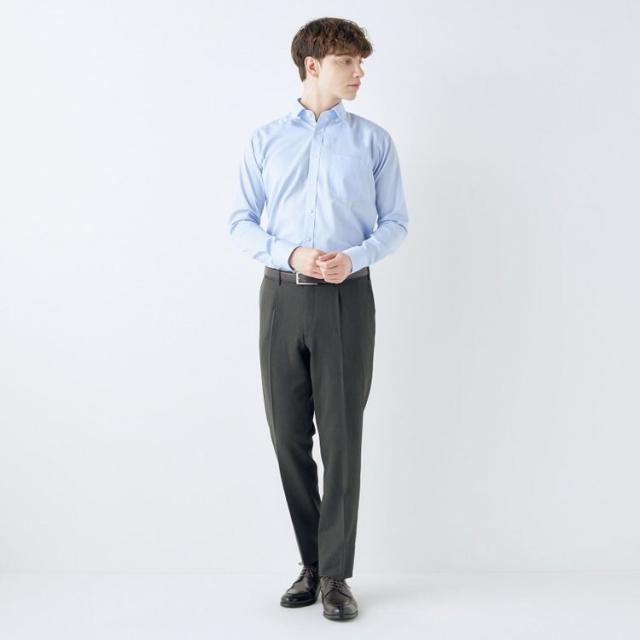 スーツセレクト（SUIT SELECT）/【洗えるテーパードパンツ】ワンタック スラックス カーキ無地 撥水加工 ※裾上げ済み仕様_2