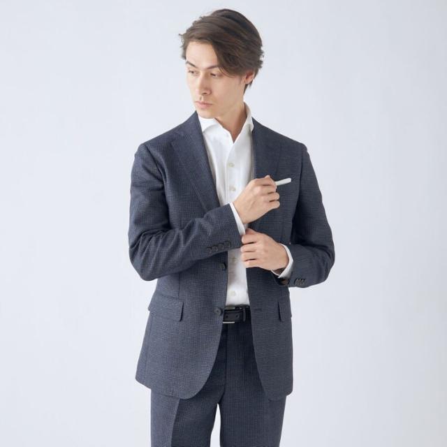 スーツセレクト（SUIT SELECT）/【洗える2釦ジャケット】ネイビーチェック ストレッチ素材