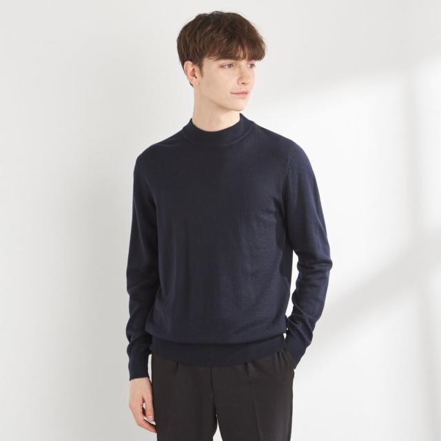 スーツセレクト（SUIT SELECT）/【洗えるニット】モックネックセーター メリノウール100％使用 ネイビー マシンウォッシャブル