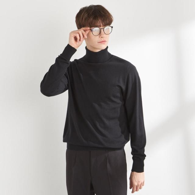 スーツセレクト（SUIT SELECT）/【洗えるニット】タートルネックセーター メリノウール100％使用 ブラック マシンウォッシャブル