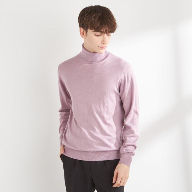 スーツセレクト（SUIT SELECT）/【洗えるニット】タートルネックセーター メリノウール100％使用 ラベンダー マシンウォッシャブル