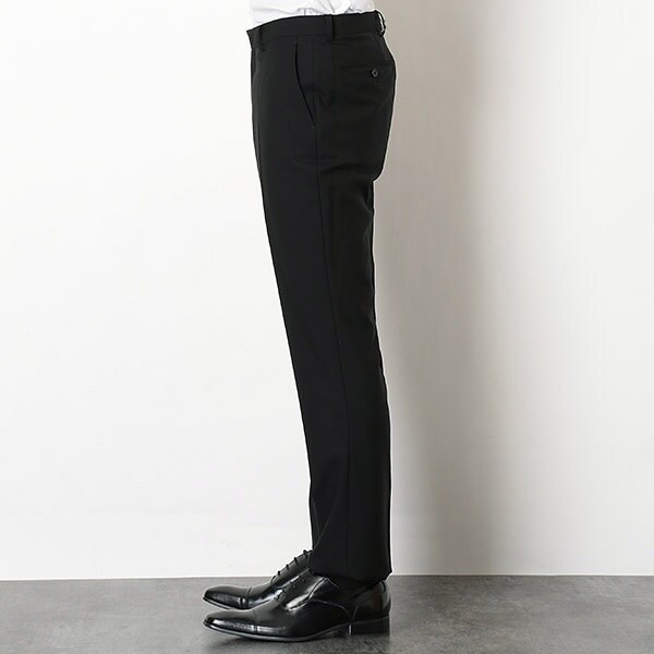 【感謝SALE】PAESTO　ノータック　2っ釦スーツ★AB6★黒★織無地★オールシーズン★ ブラック 上下ウォッシャブル2つボタン スーツ ノータック