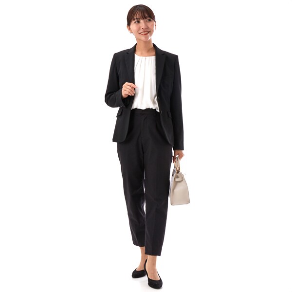 (現行品)スーツセレクト　ダブルスーツパンツセットアップ　洗える　ストレッチ RELAX TAPERED】【年間】ノーカラー 2釦1掛けダブルパンツスーツ